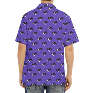 Purple Boston Terrier Pattern Print Aloha Shirt