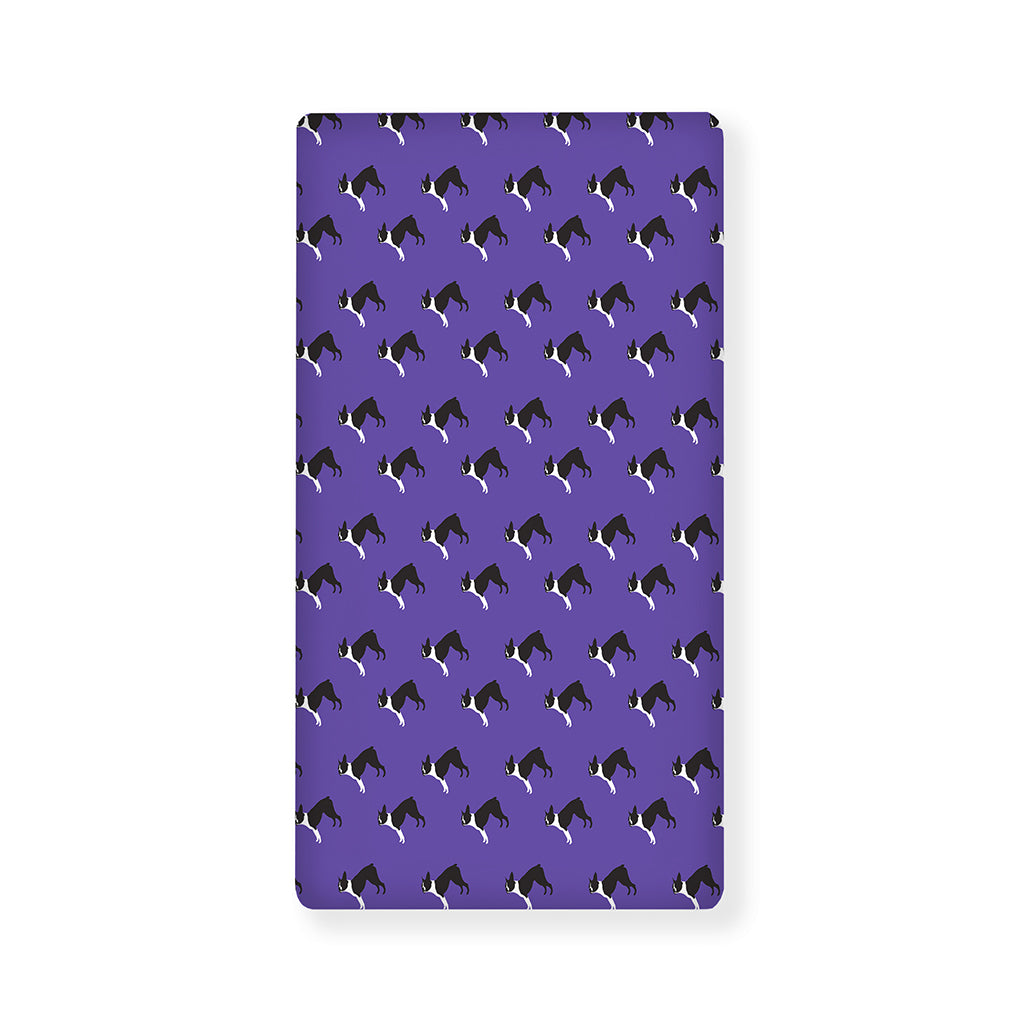 Purple Boston Terrier Pattern Print Baby Crib Sheet