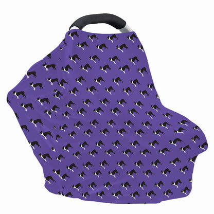 Purple Boston Terrier Pattern Print Baby Seat Cover