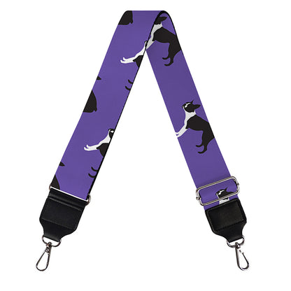 Purple Boston Terrier Pattern Print Bag Strap