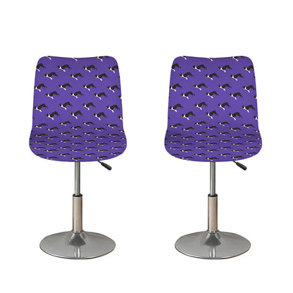 Purple Boston Terrier Pattern Print Bar Stool Covers