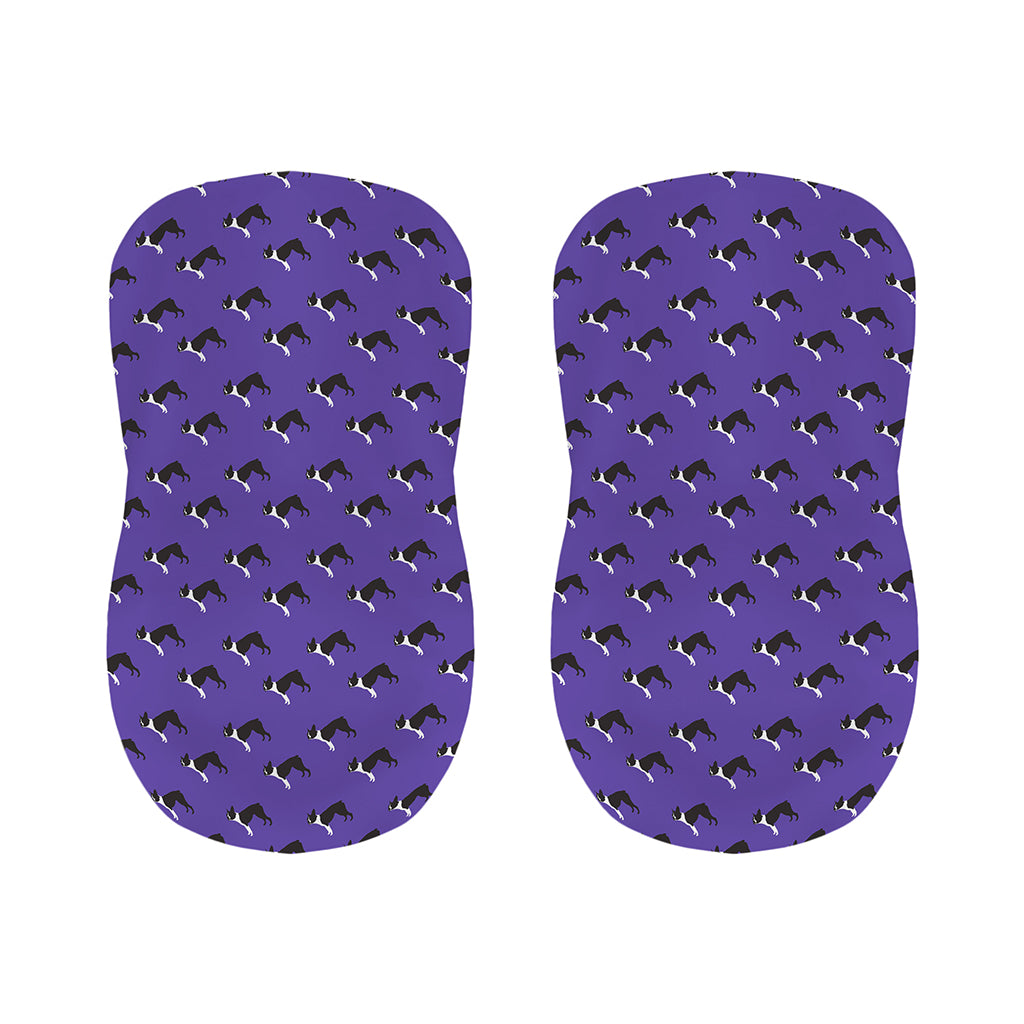 Purple Boston Terrier Pattern Print Bar Stool Covers