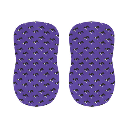 Purple Boston Terrier Pattern Print Bar Stool Covers