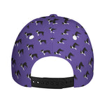 Purple Boston Terrier Pattern Print Baseball Cap