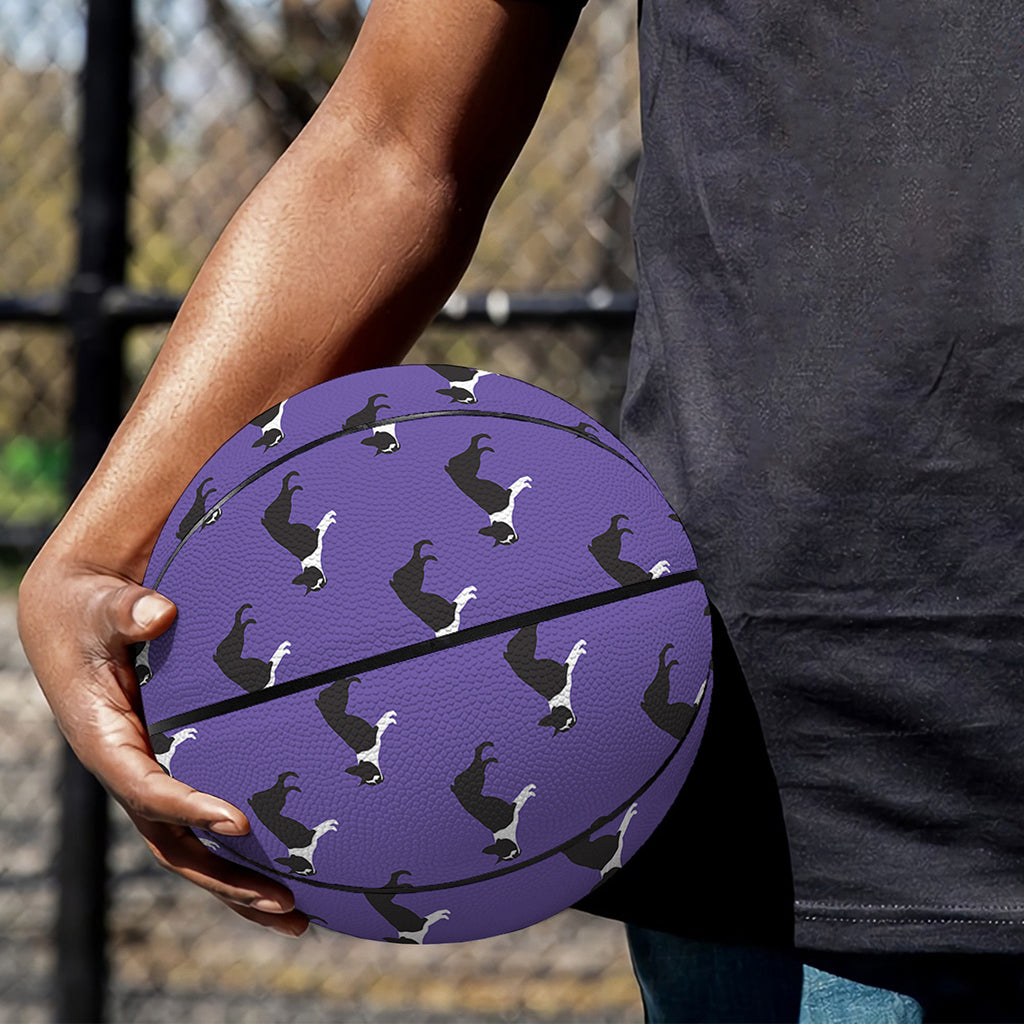 Purple Boston Terrier Pattern Print Basketball