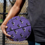 Purple Boston Terrier Pattern Print Basketball