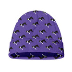 Purple Boston Terrier Pattern Print Beanie