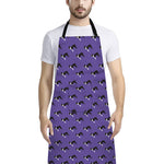Purple Boston Terrier Pattern Print Bib Apron With Pocket