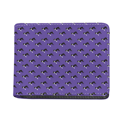 Purple Boston Terrier Pattern Print Bifold Wallet
