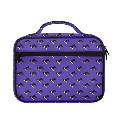 Purple Boston Terrier Pattern Print Briefcase Bible Bag