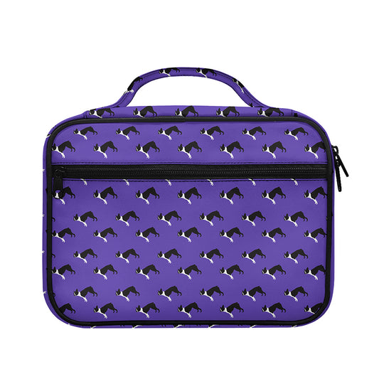 Purple Boston Terrier Pattern Print Briefcase Bible Bag