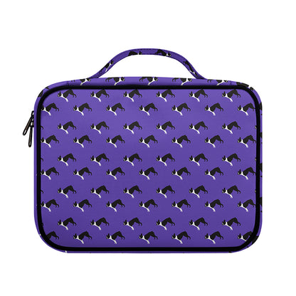 Purple Boston Terrier Pattern Print Briefcase Bible Bag
