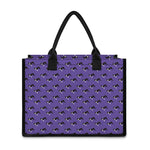 Purple Boston Terrier Pattern Print Canvas Tote Bag