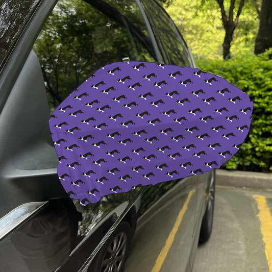 Purple Boston Terrier Pattern Print Car Side Mirror Covers