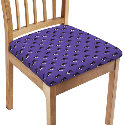 Purple Boston Terrier Pattern Print Chair Cushion Cover