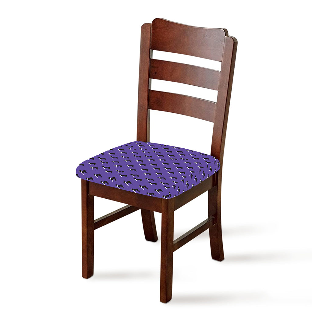 Purple Boston Terrier Pattern Print Chair Cushion Cover