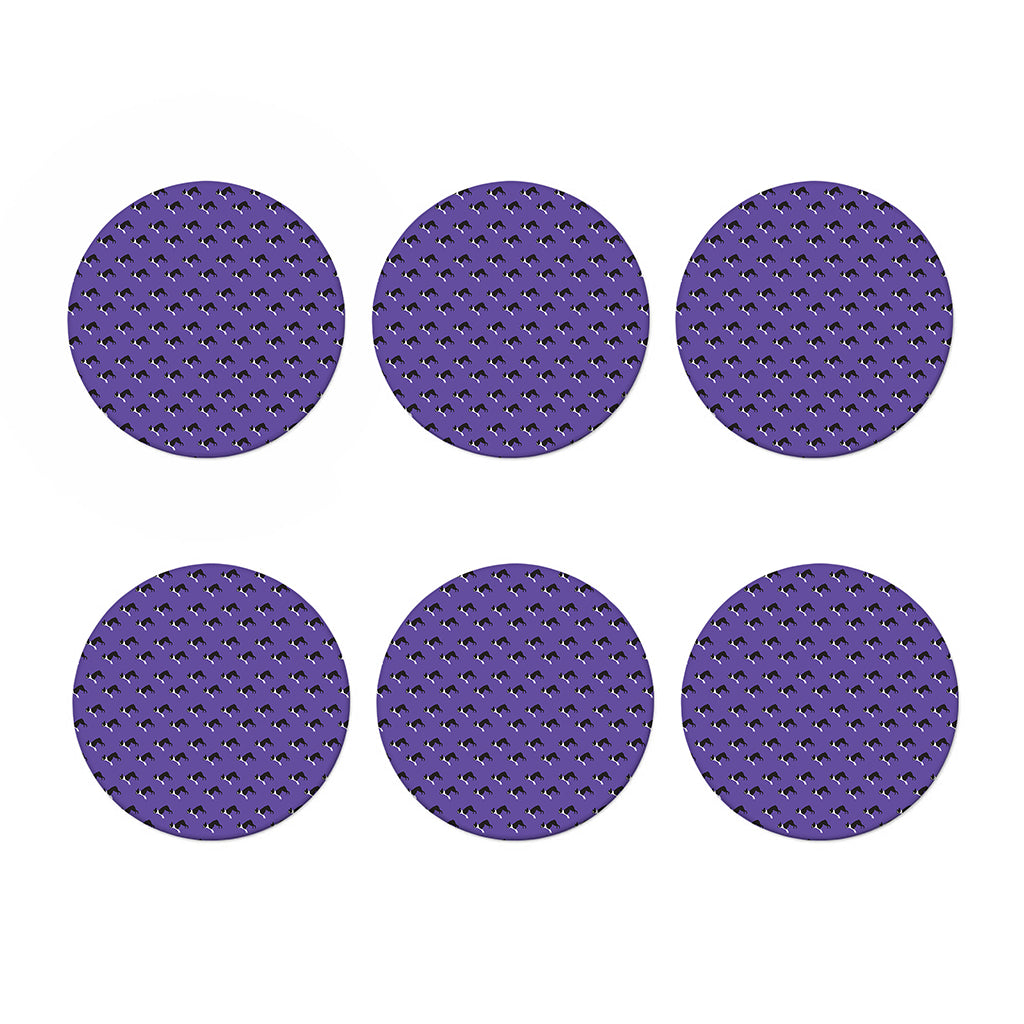 Purple Boston Terrier Pattern Print Coaster Set