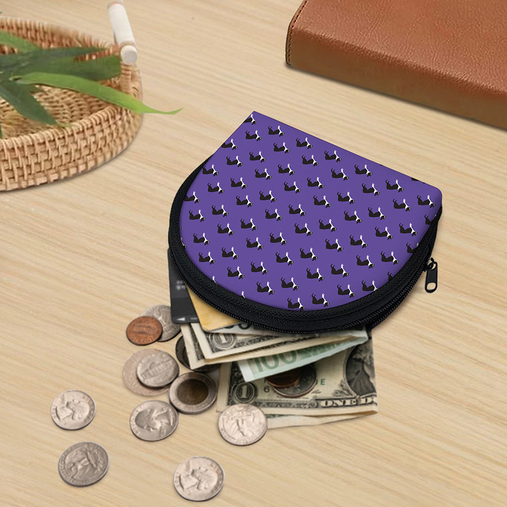 Purple Boston Terrier Pattern Print Coin Purse