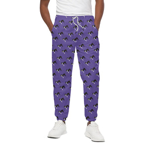 Purple Boston Terrier Pattern Print Cotton Pants