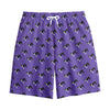 Purple Boston Terrier Pattern Print Cotton Shorts