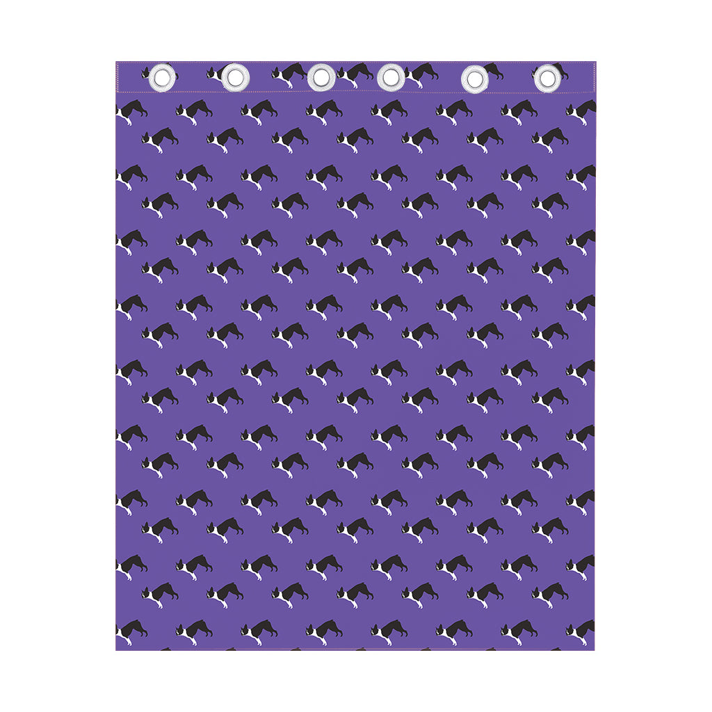 Purple Boston Terrier Pattern Print Curtain