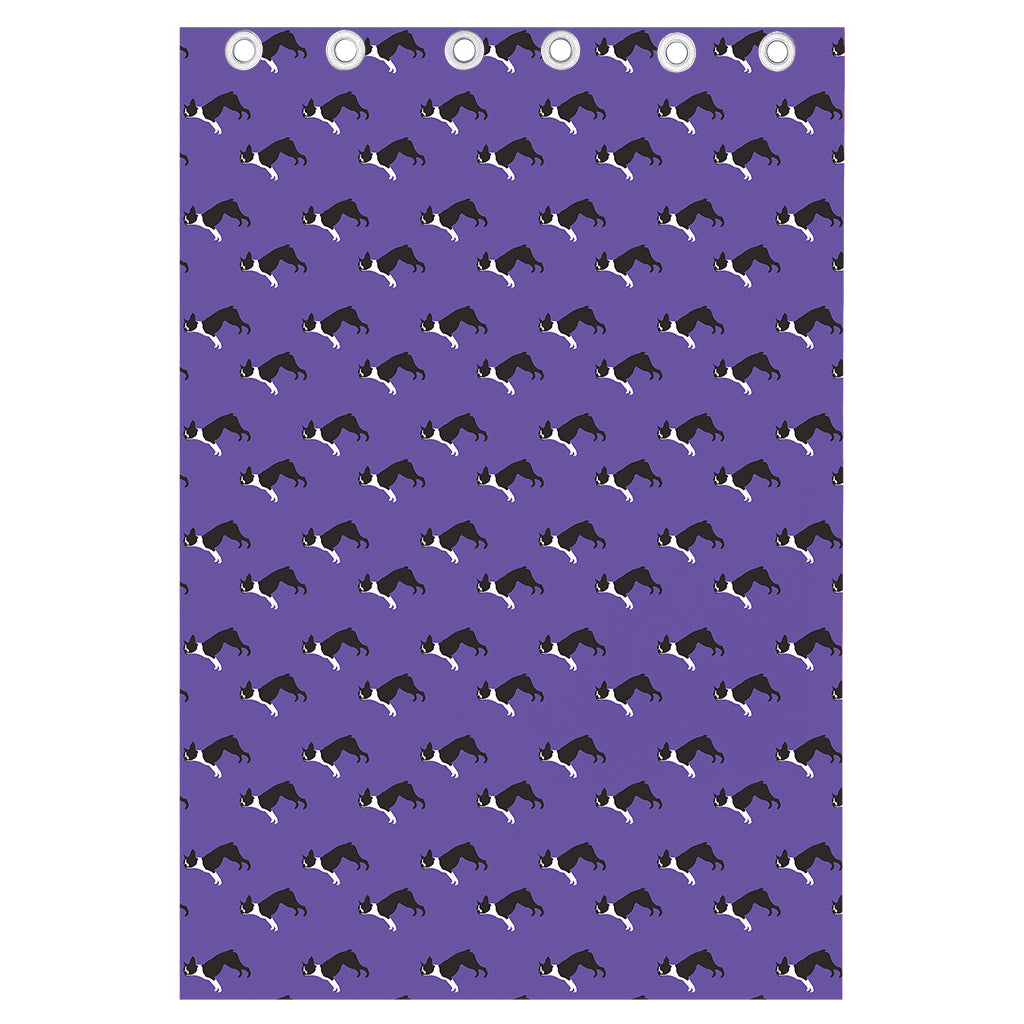 Purple Boston Terrier Pattern Print Curtain