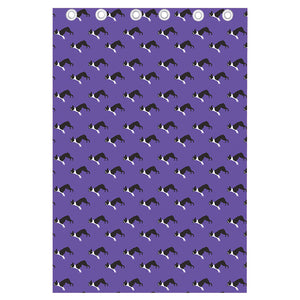 Purple Boston Terrier Pattern Print Curtain