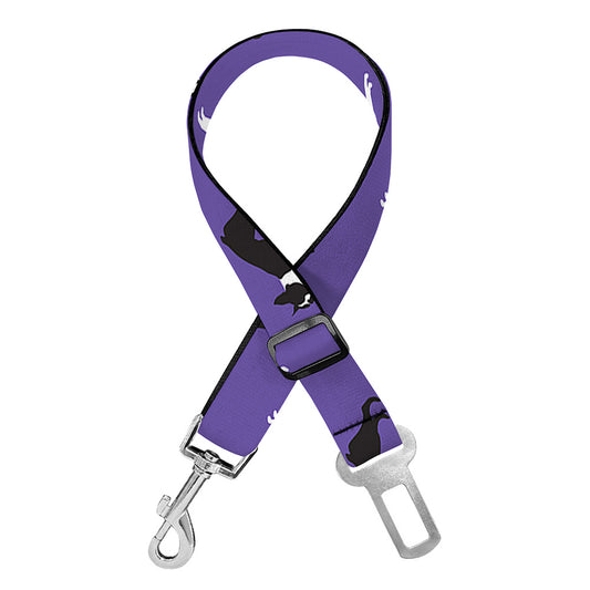 Purple Boston Terrier Pattern Print Dog Seat Belt