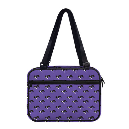 Purple Boston Terrier Pattern Print Double Strap Bible Bag