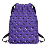 Purple Boston Terrier Pattern Print Drawstring Backpack