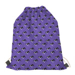 Purple Boston Terrier Pattern Print Drawstring Bag