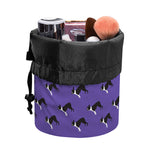 Purple Boston Terrier Pattern Print Drawstring Makeup Bag