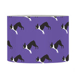 Purple Boston Terrier Pattern Print Drum Lamp Shade