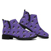 Purple Boston Terrier Pattern Print Flat Ankle Boots