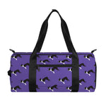 Purple Boston Terrier Pattern Print Gym Bag