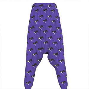 Purple Boston Terrier Pattern Print Hammer Pants