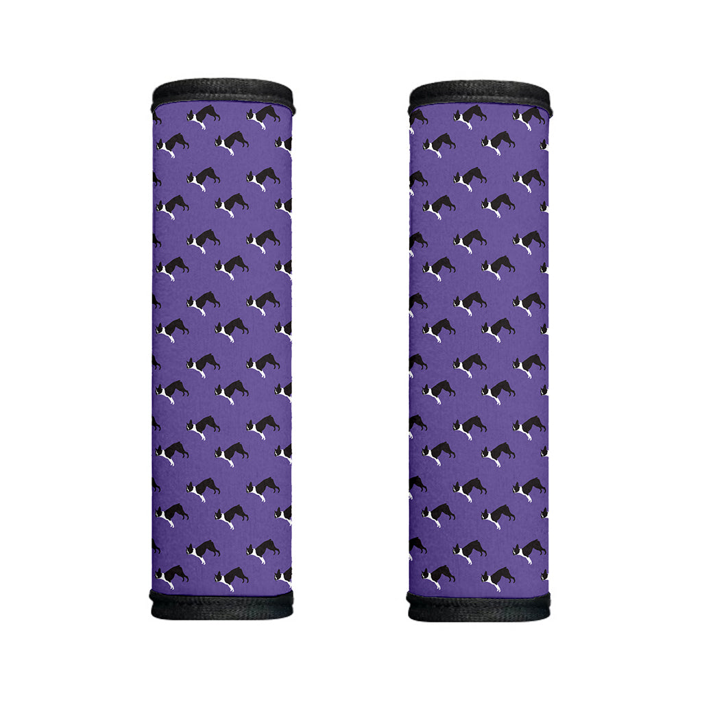 Purple Boston Terrier Pattern Print Handle Covers