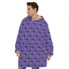 Purple Boston Terrier Pattern Print Hoodie Blanket