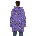 Purple Boston Terrier Pattern Print Hoodie Blanket