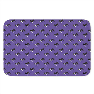 Purple Boston Terrier Pattern Print Indoor Door Mat