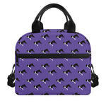 Purple Boston Terrier Pattern Print Insulated Lunch Bag