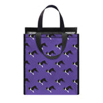 Purple Boston Terrier Pattern Print Insulated Lunch Tote
