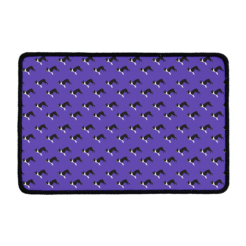 Purple Boston Terrier Pattern Print Kitchen Mat