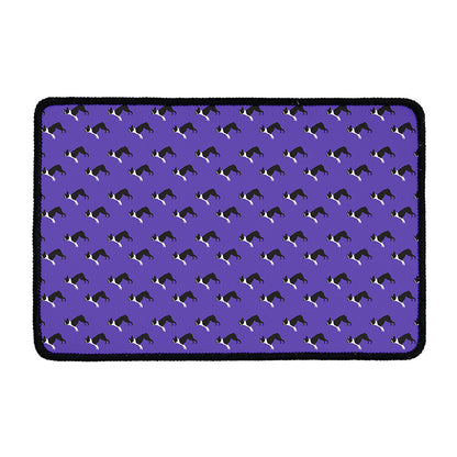 Purple Boston Terrier Pattern Print Kitchen Mat