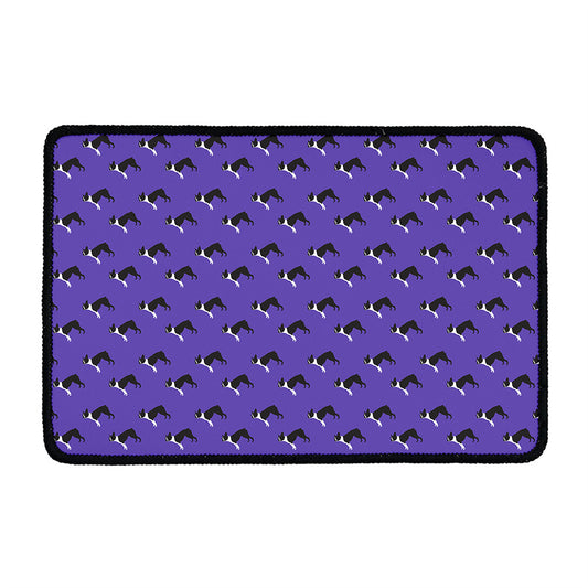 Purple Boston Terrier Pattern Print Kitchen Mat