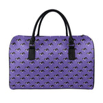 Purple Boston Terrier Pattern Print Leather Duffle Bag