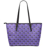 Purple Boston Terrier Pattern Print Leather Tote Bag