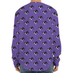 Purple Boston Terrier Pattern Print Long Sleeve Baseball Jersey