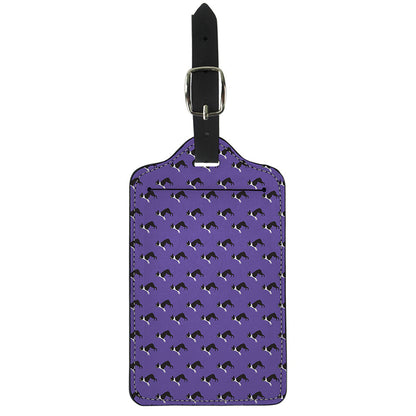 Purple Boston Terrier Pattern Print Luggage Tag
