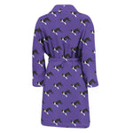 Purple Boston Terrier Pattern Print Men's Bathrobe